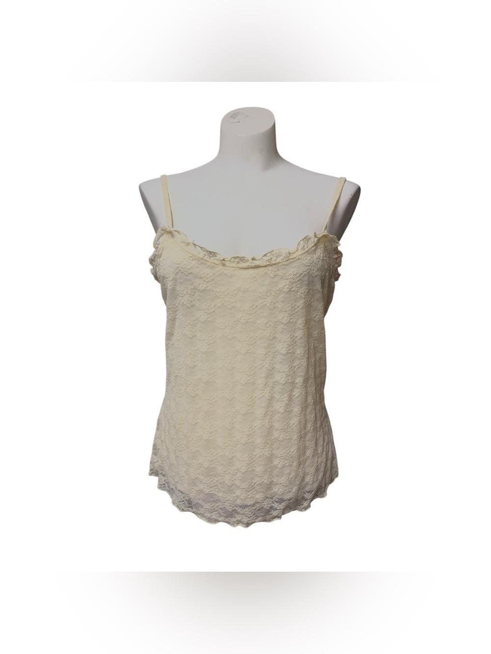 Old Navy Cream Lace Camisole with Scalloped Trim Size L